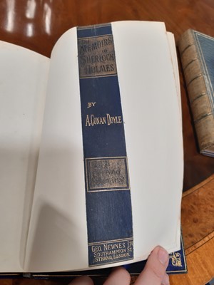 Lot 94 - Conan Doyle, The Adventures of Sherlock Holmes, and Memoirs of Sherlock Holmes, blue calf.