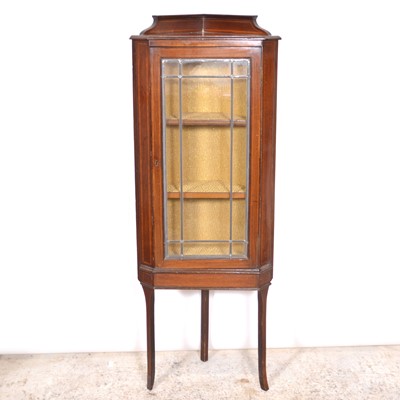 Lot 368 - Edwardian inlaid mahogany freestanding corner cabinet