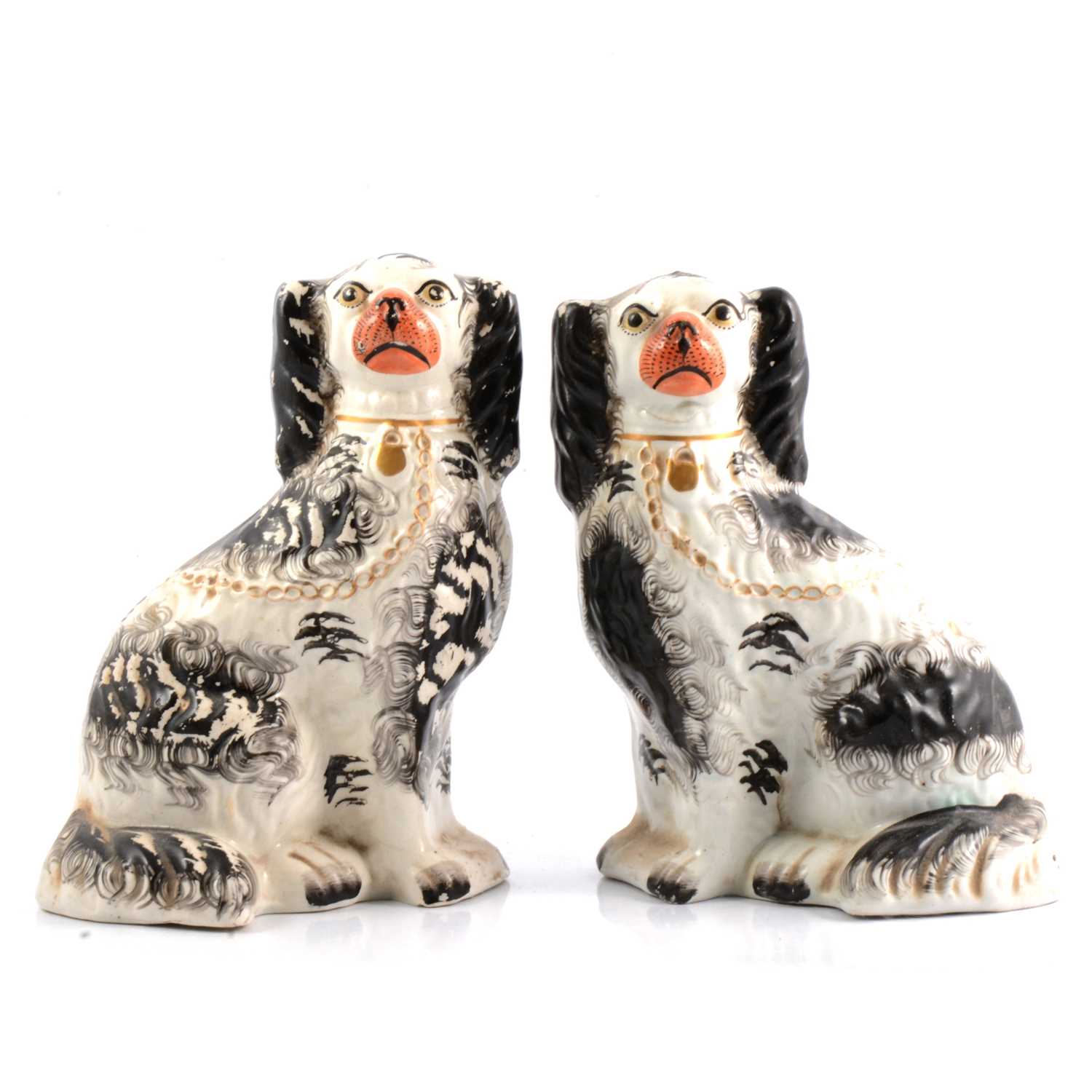 Lot 9 - Pair of Staffordshire models of King Charles Spaniels