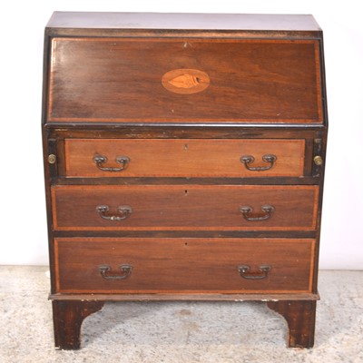 Lot 419 - Edwardian inlaid mahogany bureau.