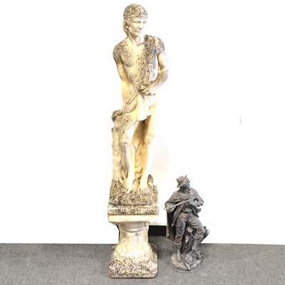 Lot 482 - Cast concrete garden statue and a spelter garden statue