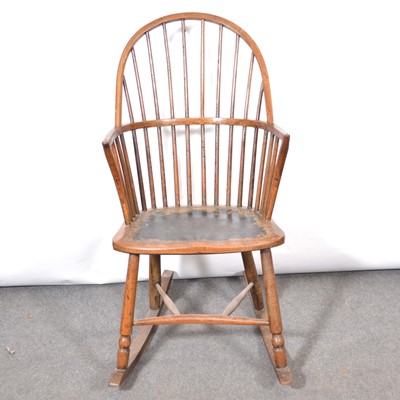 Lot 386 - Ash Windsor chair, adapted as a rocking chair.