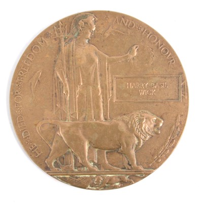 Lot 148 - World War One Bronze Memorial Death Plaque.