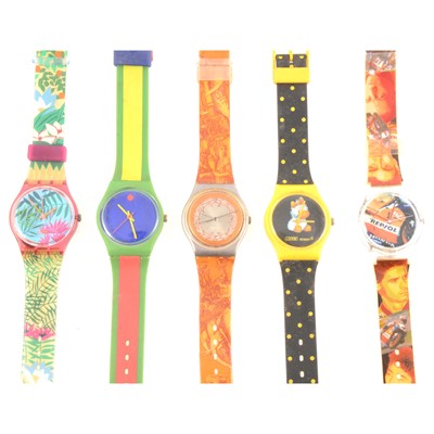 Lot 301 - Five novelty wristwatches, Swatch Floral Story.