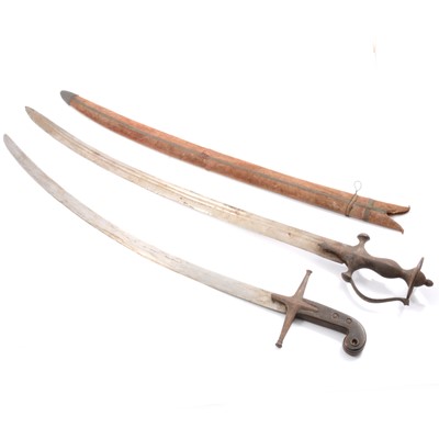 Lot 139 - Tulwar with scabbard and a scimitar