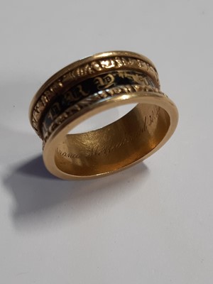 Lot 271 - George IV 18 carat gold and enamel in memoriam ring.