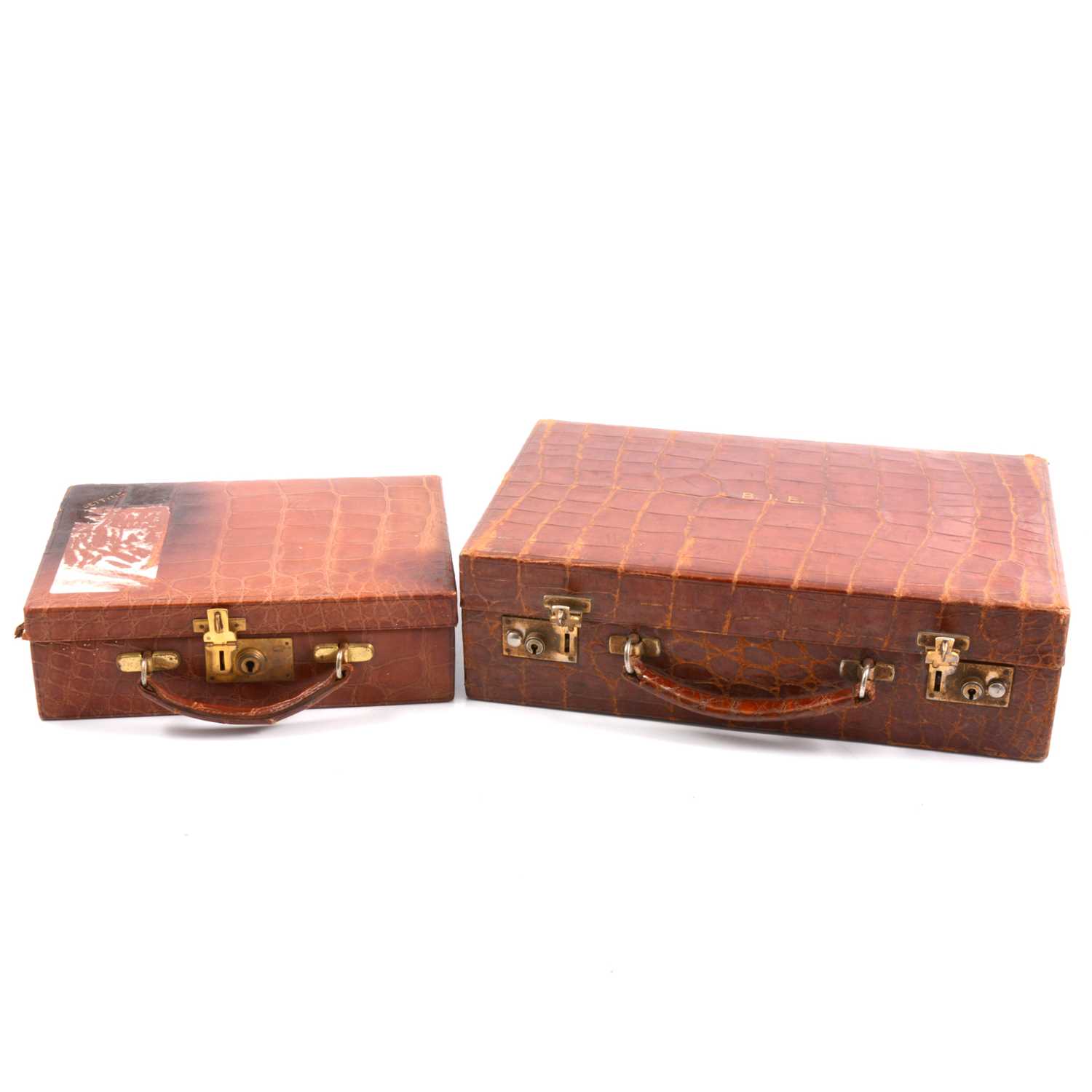 Lot 80 - Two small crocodile cases, jewel box, S Launer & Co, credit card walet.