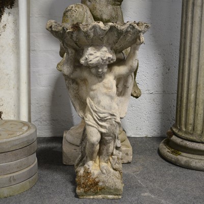 Lot 508 - Cast concrete bird bath, angel column