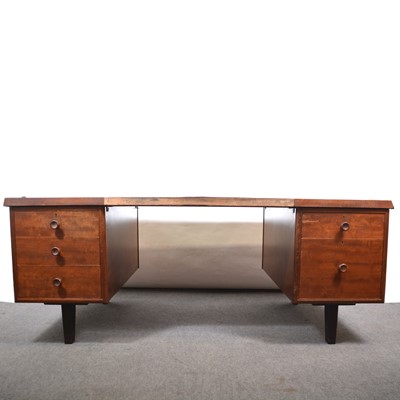 Lot 324 - Gordon Russell Workshops, a mahogany pedestal desk, dated 1963 for Military of Defence