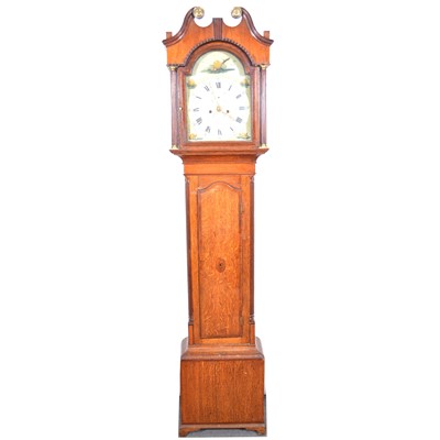 Lot 496 - Oak and mahogany longcase clock