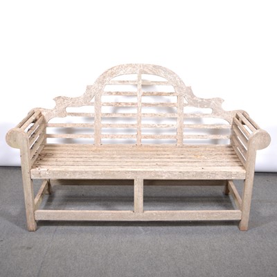 Lot 497 - Teak garden bench, Lutyens design