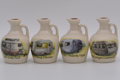 Lot 106 - Twenty four assorted Rutherford's white ceramic decanters, vintage automobiles