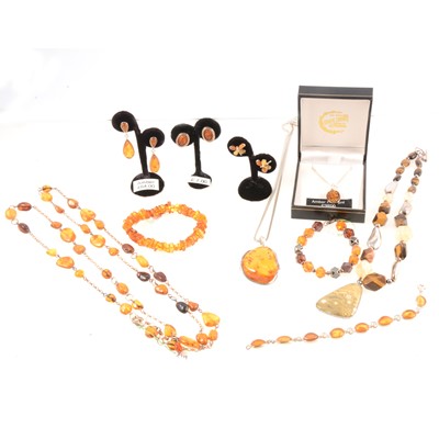 Lot 287 - Collection of new amber, agate and tigers eye jewellery.