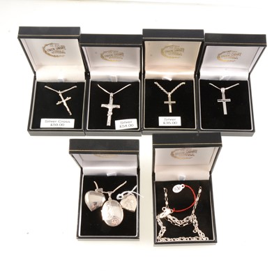 Lot 293 - Traditional silver jewellery, crosses, lockets - new and boxed.