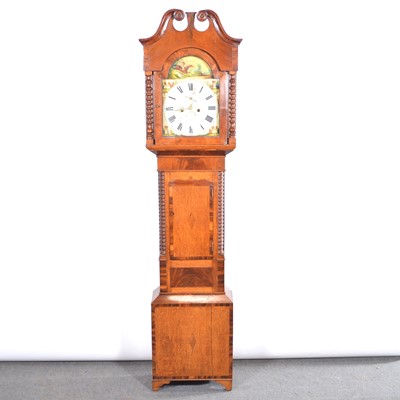 Lot 481 - Oak and mahogany longcase clock, T. C. Payne, Leicester