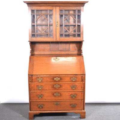 Lot 374 - Oak bureau bookcase