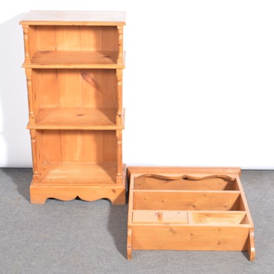 Lot 311 - Modern pine open bookcase and a spice rack