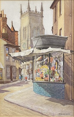 Lot 513 - Ethel M Smith, The Fruit Shop, and two other watercolours