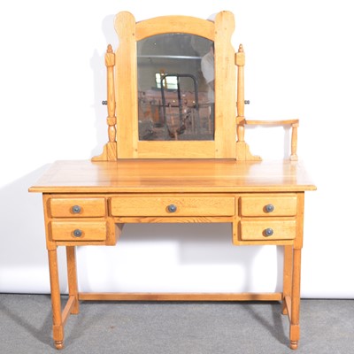 Lot 358 - Contemporary oak dressing table and a stool.