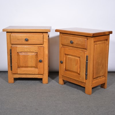 Lot 598 - Pair of Contemporary oak bedside cupboards and a similar media cabinet