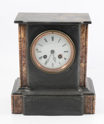 Lot 110 - Black marble mantel clock, French cylinder striking movement