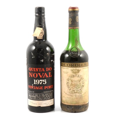 Lot 213 - Quinta do Noval, 1975 vintage port, one bottle; and Ch Gruaud Larose, 1970, one bottle