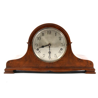 Lot 189 - Walnut cased 'Napoleon's hat' mantel clock, Garrard striking movement