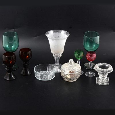 Lot 73 - Edinburgh Crystal 'thistle' wine glasses, Stuart and other table glassware.