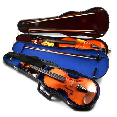 Lot 195 - Viola, labelled Florea Precub, Romania, and a German violin labelled Ruggieridetto