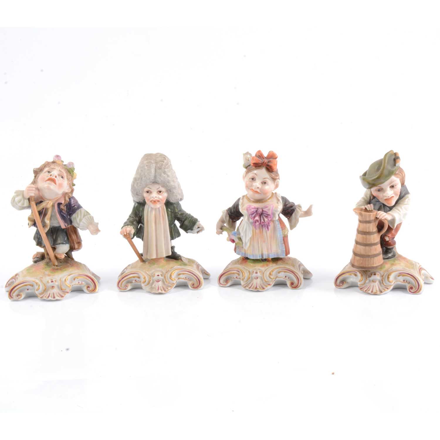Lot 31 - Four Derby figures of London street characters