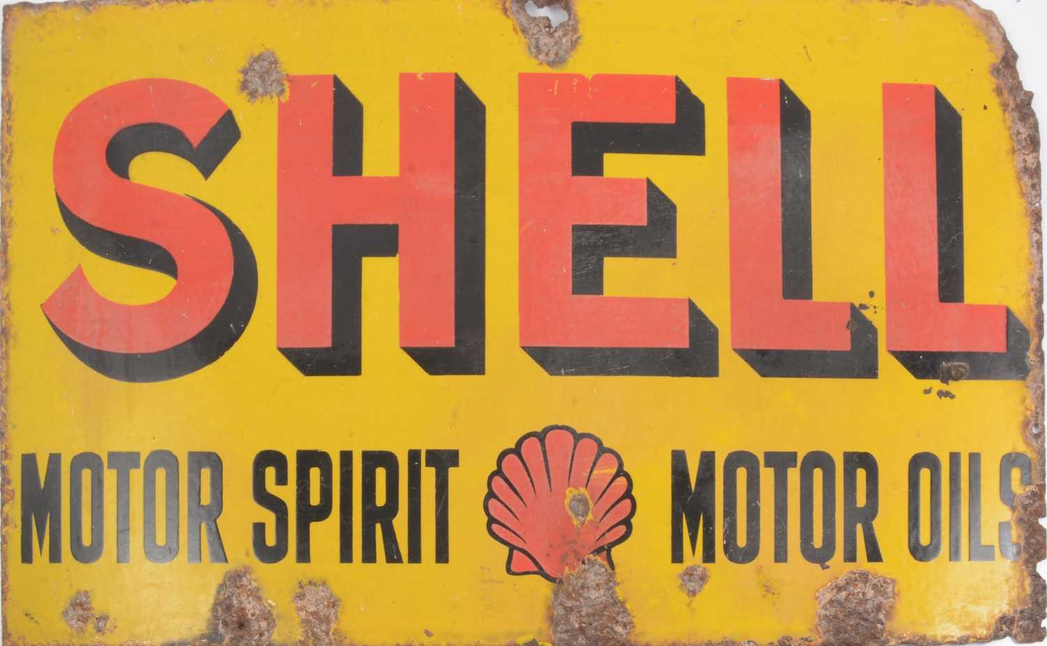 Lot 125 - SHELL - MOTOR SPIRIT - MOTOR OILS, enamelled advertising sign.