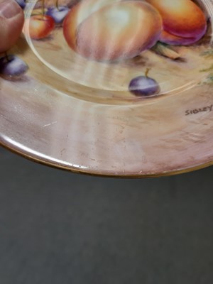 Lot 25 - Pair of Royal Worcester cabinet plates, by Sibley Lewis.