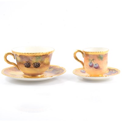 Lot 22 - Two Royal Worcester cabinet cups and saucers.