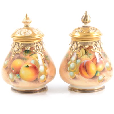 Lot 26 - Pair of Royal Worcester pot pourri vases and covers