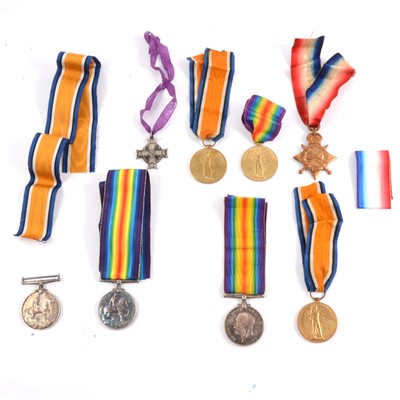 Lot 136B - Medals - WW1 groups and a Canadian Memorial Cross.