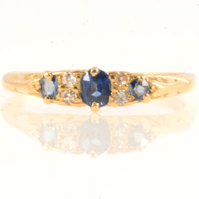 Lot 159 - Victorian sapphire and diamond five stone ring.