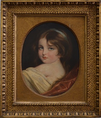 Lot 351 - Oval unsigned portrait of a young girl.