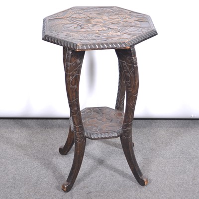 Lot 347 - Carved beech occasional table, Chinese taste