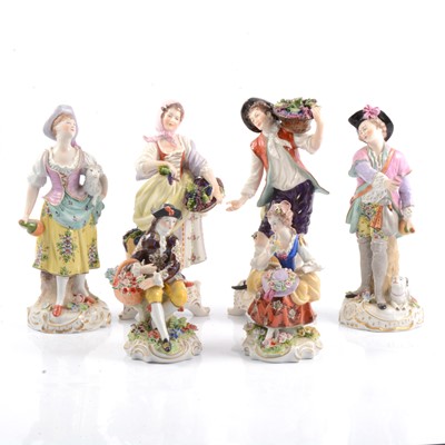 Lot 33 - Three pairs of German porcelain figures