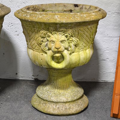 Lot 532 - Pair of modern stone pedestal planters