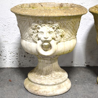 Lot 533 - Pair of modern stone pedestal planters