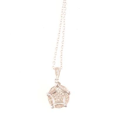 Lot 245 - Effy - Silver diamond set versatile magnetic design pendant.