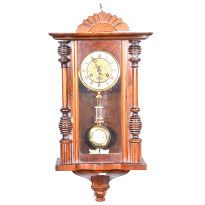 Lot 399 - 19th Century Vienna type walnut wall clock