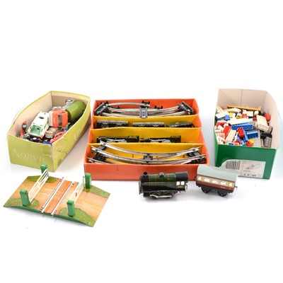 Lot 149 - Hornby 'O' gauge vehicles, rolling stock, Dinky and Lego.