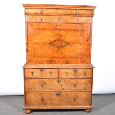 Lot 246 - George II walnut secretaire cabinet