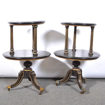 Lot 280 - Pair of Victorian ebonised two-tier whatnots