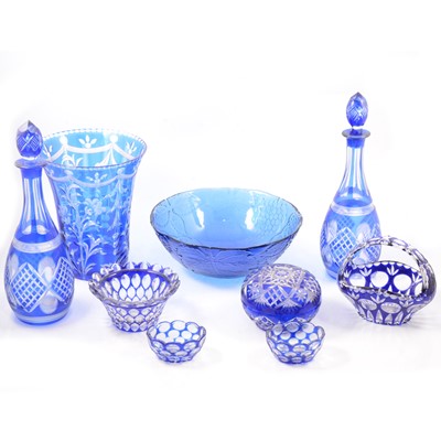 Lot 55 - Collection of Bristol Blue and other blue coloured glass.