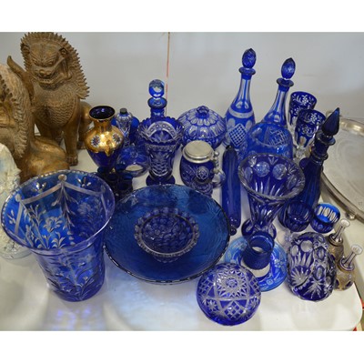 Lot 55 - Collection of Bristol Blue and other blue coloured glass.