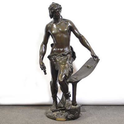 Lot 125 - A Masjouille le Travail, large bronze figure of a blacksmith