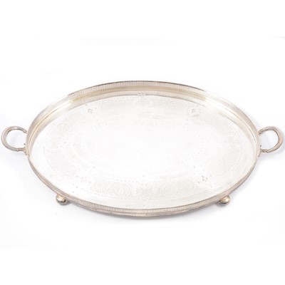 Lot 299 - Edwardian silver tray, Walker & Hall, Sheffield 1902